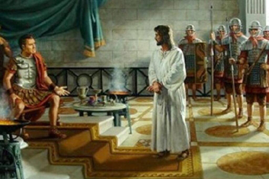 Jesus de Nazaret en el juicio junto a Pilatos
