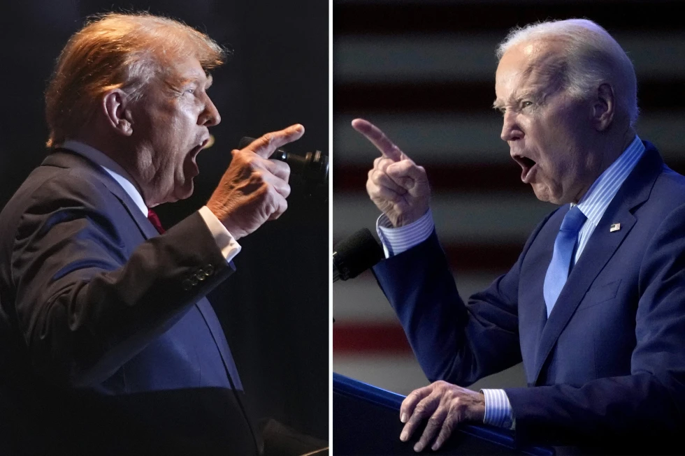 Esta combinación de fotografías tomadas en Columbia, Carolina del Sur, muestra al expresidente Donald Trump, a la izquierda, el 24 de febrero de 2024, y al presidente Joe Biden el 27 de enero de 2024. (Foto AP)