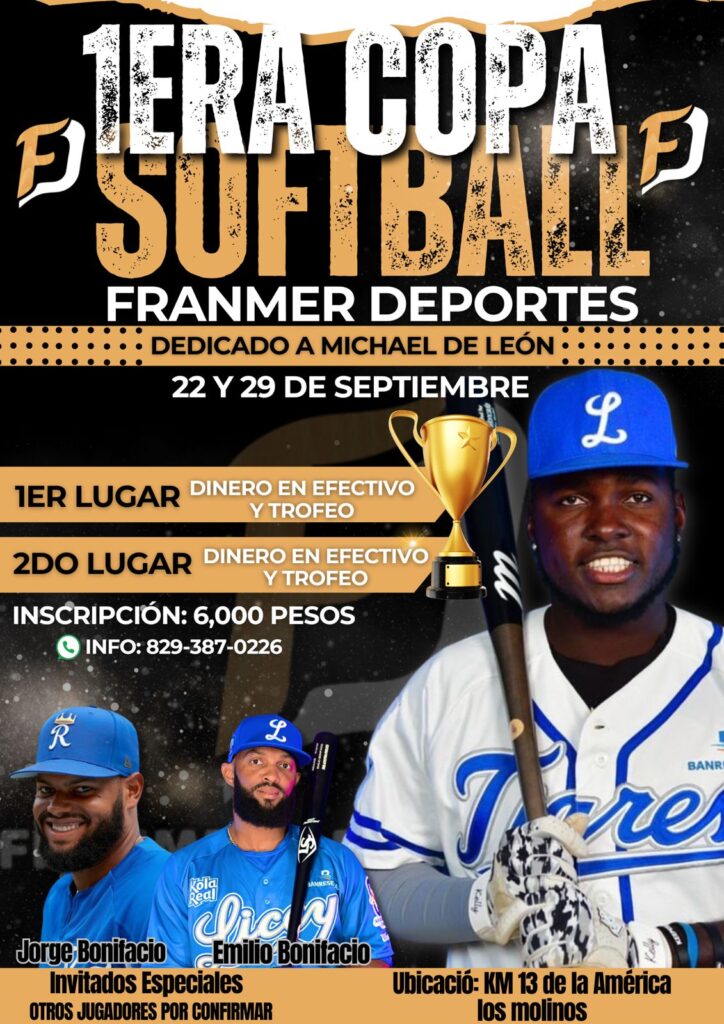 Este domingo 22 de septiembre se cursará la primera edición de la Copa de Softball“Franmer Deportes”, la cual será dedicada