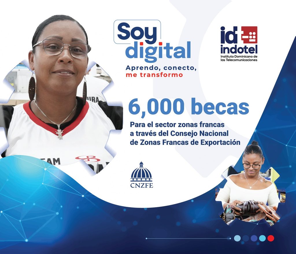 El Instituto Dominicano de las Telecomunicaciones (Indotel) y el Consejo Nacional de Zonas Francas de Exportación (CNZFE) suscribieron un acuerdo marco para capacitar en habilidades digitales básicas a 6,000 trabajadores del sector mediante el programa Soy Digital, con el propósito de fomentar la inclusión tecnológica, reducir la brecha digital y fortalecer la competitividad laboral.